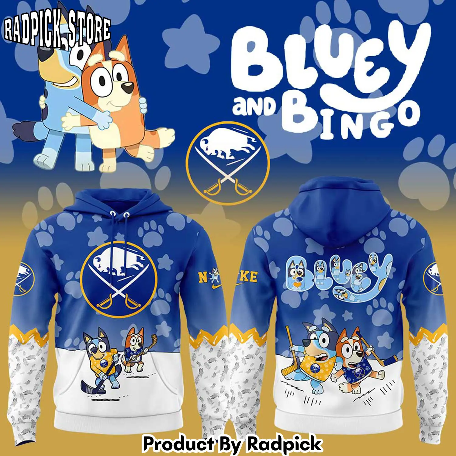 Buffalo sabres bluey and bingo hoodie joggers hoodie and long pants set rp291888